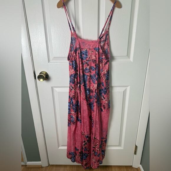 Free People First Date Maxi Slip Dress Sweet Pink Combo XS - Picture 5 of 8